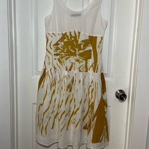 Urban Concept Drop Waist 100 % Cotton Dress with Gold Abstract Print